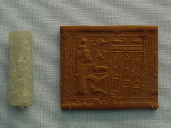 Sumerian Cylinder Seal and Imprint